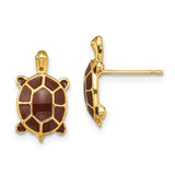 14k-w-brown-enamel-sea-turtle-post-earrings-SolomonJeweler-Wichita-KS-CustomJewelry