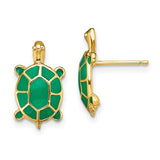 14k-land-turtle-w-green-enamel-shell-earrings-SolomonJeweler-Wichita-KS-CustomJewelry