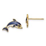 14k-blue-and-white-enamel-dolphin-post-earrings-SolomonJeweler-Wichita-KS-CustomJewelry