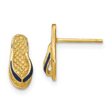 14k-3d-w-blue-enamel-single-flip-flop-post-earrings-SolomonJeweler-Wichita-KS-CustomJewelry