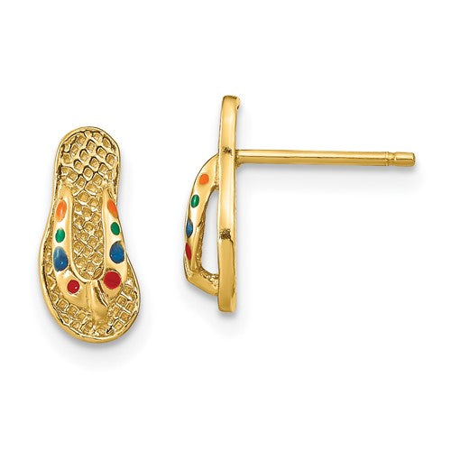 14k-3d-w-multi-color-enamel-flip-flop-earrings-SolomonJeweler-Wichita-KS-CustomJewelry