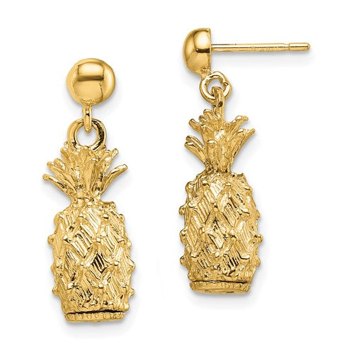 14k-3-d-pineapple-dangle-post-earrings-SolomonJeweler-Wichita-KS-CustomJewelry