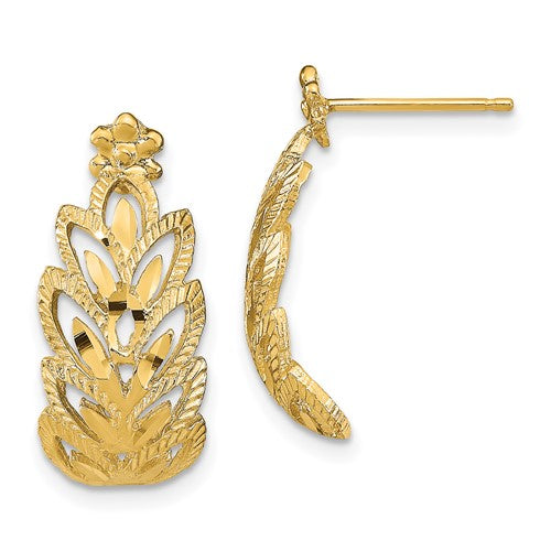 14k-d-c-leaf-pattern-post-earrings-SolomonJeweler-Wichita-KS-CustomJewelry