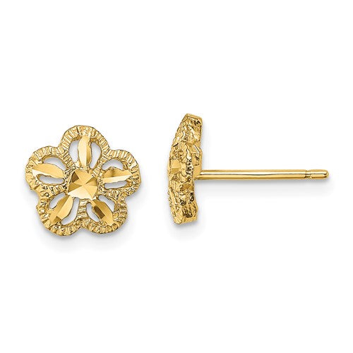 14k-diamond-cut-flower-post-earrings-SolomonJeweler-Wichita-KS-CustomJewelry