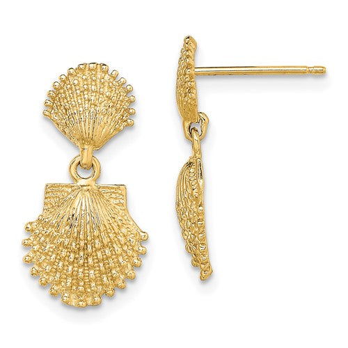 14k-double-beaded-scallop-shell-dangle-earrings-SolomonJeweler-Wichita-KS-CustomJewelry