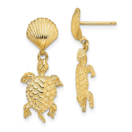 14k-shell-and-sea-turtle-dangle-earrings-SolomonJeweler-Wichita-KS-CustomJewelry