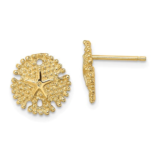 14k-textured-sand-dollar-post-earrings-SolomonJeweler-Wichita-KS-CustomJewelry