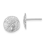 14k-white-gold-polished-mini-sand-dollar-post-earrings-SolomonJeweler-Wichita-KS-CustomJewelry