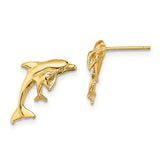 14k-polished-dolphin-and-baby-post-earrings-SolomonJeweler-Wichita-KS-CustomJewelry