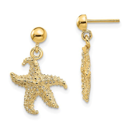 14k-3d-starfish-post-dangle-earrings-SolomonJeweler-Wichita-KS-CustomJewelry