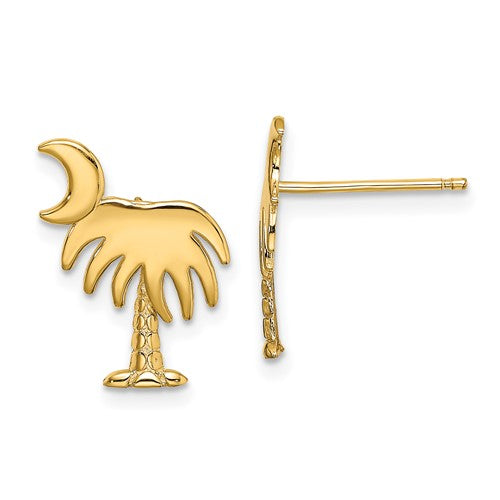 14k-charleston-palm-tree-w-moon-post-earrings-SolomonJeweler-Wichita-KS-CustomJewelry