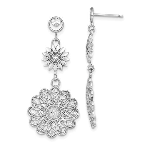 14k-white-gold-d-c-sunflower-style-double-drop-earrings-SolomonJeweler-Wichita-KS-CustomJewelry