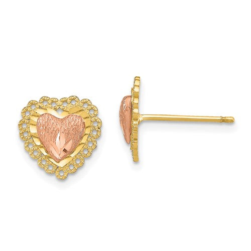 14k-two-tone-d-c-heart-w-lace-trim-post-earrings-SolomonJeweler-Wichita-KS-CustomJewelry