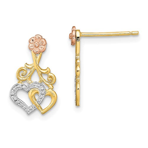 14k-two-tone-w-white-rhodium-hearts-and-flower-post-earrings-SolomonJeweler-Wichita-KS-CustomJewelry