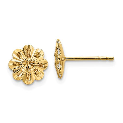14k-polished-diamond-cut-flower-post-earrings-SolomonJeweler-Wichita-KS-CustomJewelry