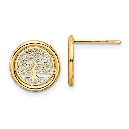14k-polished-tree-of-life-in-circle-post-earrings-SolomonJeweler-Wichita-KS-CustomJewelry