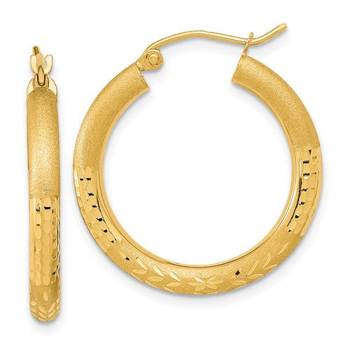 14k-polished-satin-and-diamond-cut-hoop-earringss-SolomonJeweler-Wichita-KS-CustomJewelry