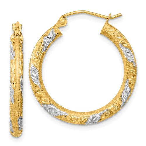 14k-white-rhodium-diamond-cut-satin-hoop-earrings-SolomonJeweler-Wichita-KS-CustomJewelry