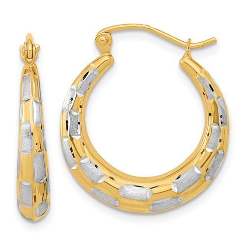 14k-white-rhodium-polished-satin-diamond-cut-hoop-earrings-SolomonJeweler-Wichita-KS-CustomJewelry