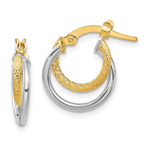 14k-two-tone-polished-diamond-cut-hoop-earrings-SolomonJeweler-Wichita-KS-CustomJewelry