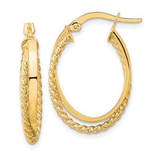 14k-polished-textured-oval-hoop-earrings-SolomonJeweler-Wichita-KS-CustomJewelry