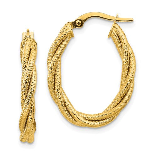 14k-polished-textured-twisted-oval-hoop-earrings-SolomonJeweler-Wichita-KS-CustomJewelry