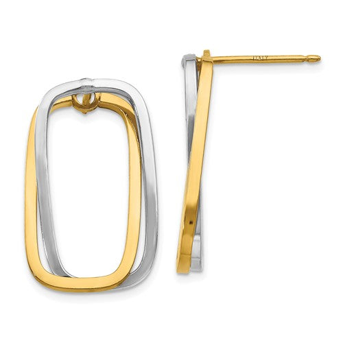 14k-two-tone-fancy-versatile-rectangle-post-earrings-SolomonJeweler-Wichita-KS-CustomJewelry