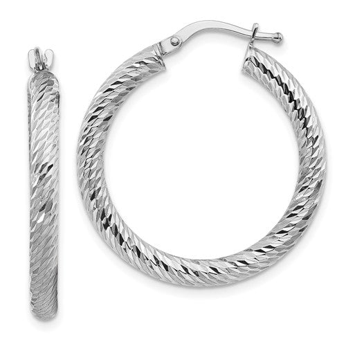 14k-3x27mm-white-gold-diamond-cut-round-hoop-earrings-SolomonJeweler-Wichita-KS-CustomJewelry