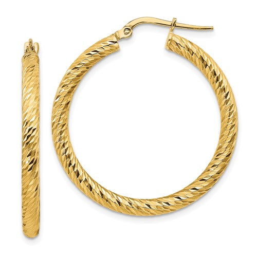 14k-3x32mm-diamond-cut-round-hoop-earrings-SolomonJeweler-Wichita-KS-CustomJewelry