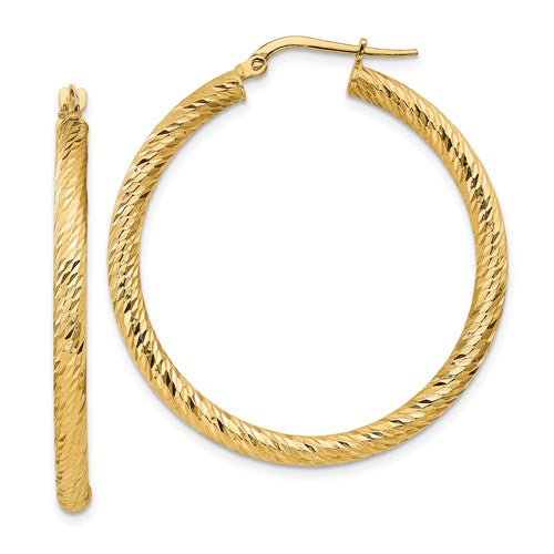 14k-polished-3mm-diamond-cut-round-hoop-earrings-SolomonJeweler-Wichita-KS-CustomJewelry
