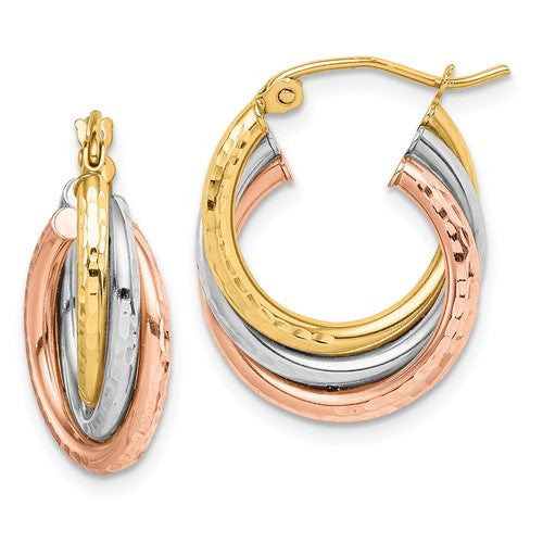 14k-tri-color-textured-triple-hoop-earrings-SolomonJeweler-Wichita-KS-CustomJewelry