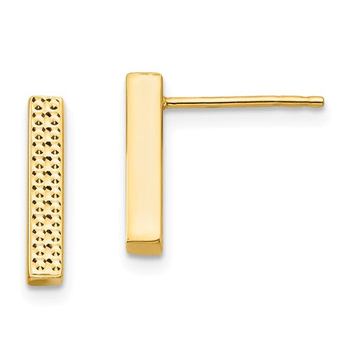 14k-textured-bar-post-earrings-SolomonJeweler-Wichita-KS-CustomJewelry