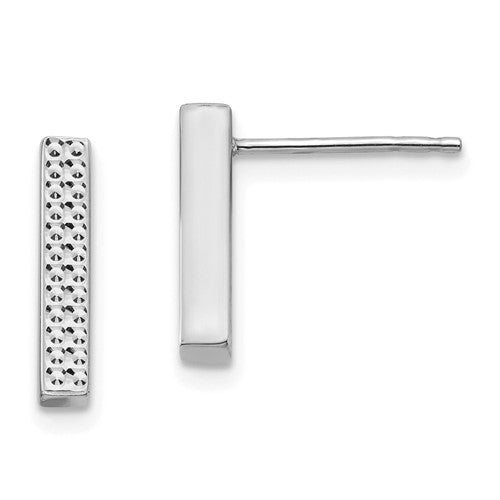 14k-white-gold-textured-bar-post-earrings-SolomonJeweler-Wichita-KS-CustomJewelry