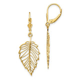 14k-polished-leaf-leverback-earrings-SolomonJeweler-Wichita-KS-CustomJewelry