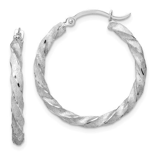 14k-white-gold-twisted-satin-diamond-cut-hoop-earrings-SolomonJeweler-Wichita-KS-CustomJewelry