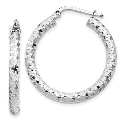 14k-white-gold-3x27mm-diamond-cut-hoop-earrings-SolomonJeweler-Wichita-KS-CustomJewelry