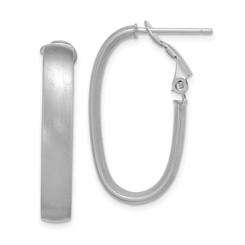 14k-white-gold-satin-oval-omega-back-hoop-earrings-SolomonJeweler-Wichita-KS-CustomJewelry