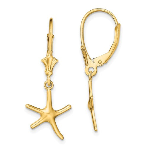 14k-mini-dancing-starfish-leverback-earrings-SolomonJeweler-Wichita-KS-CustomJewelry