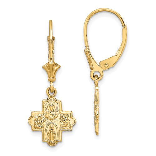 14k-small-4-way-medal-cross-leverback-earrings-SolomonJeweler-Wichita-KS-CustomJewelry