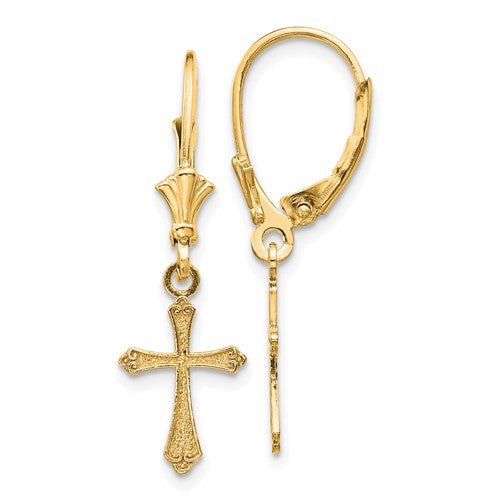 14k-cross-leverback-earrings-SolomonJeweler-Wichita-KS-CustomJewelry