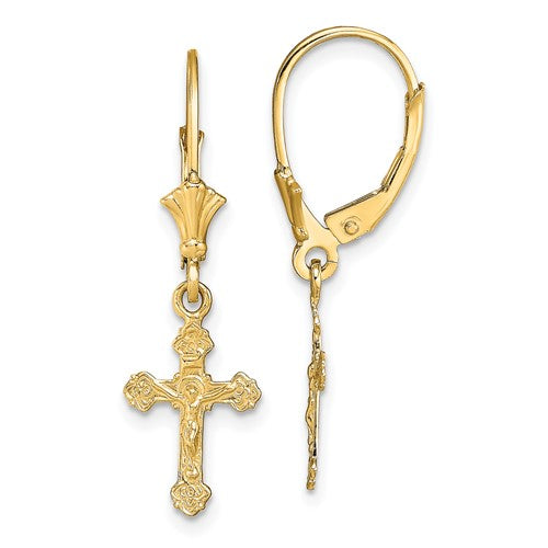 14k-crucifix-leverback-earrings-SolomonJeweler-Wichita-KS-CustomJewelry