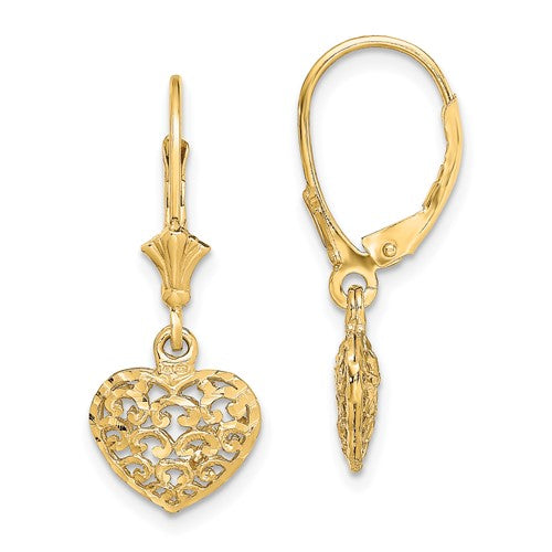 14k-diamond-cut-mini-puffed-heart-leverback-earrings-SolomonJeweler-Wichita-KS-CustomJewelry
