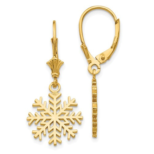 14k-snowflake-leverback-earrings-SolomonJeweler-Wichita-KS-CustomJewelry