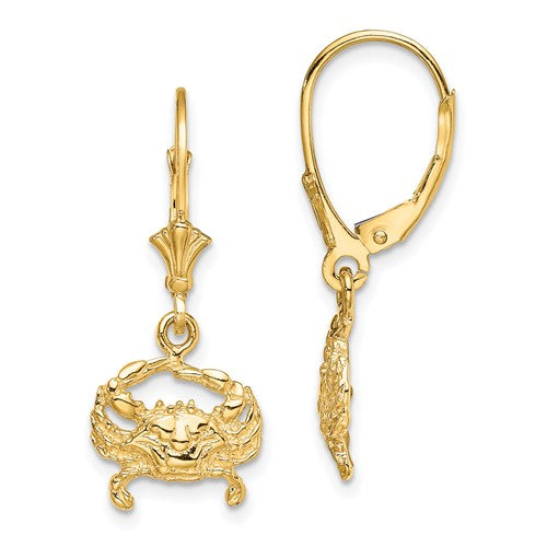 14k-2-d-blue-crab-leverback-earrings-SolomonJeweler-Wichita-KS-CustomJewelry