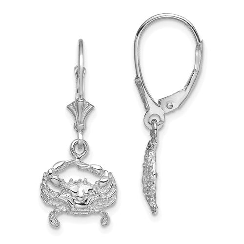 14k-white-gold-blue-crab-leverback-earrings-SolomonJeweler-Wichita-KS-CustomJewelry