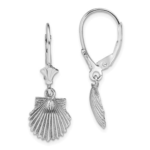 14k-white-gold-scallop-shell-leverback-earrings-SolomonJeweler-Wichita-KS-CustomJewelry