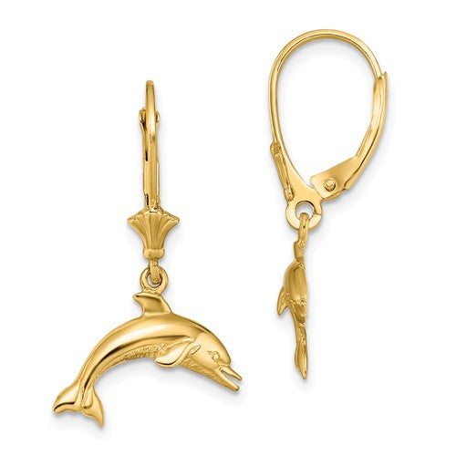 14k-jumping-dolphin-leverback-earrings-SolomonJeweler-Wichita-KS-CustomJewelry