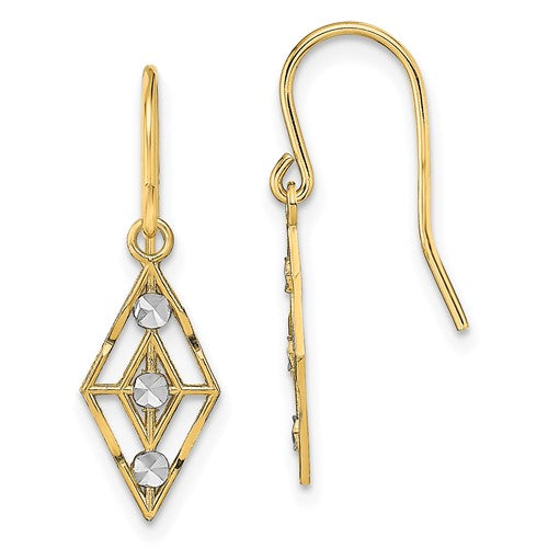 14k-w-rhodium-diamond-cut-small-diamond-shape-wire-earrings-SolomonJeweler-Wichita-KS-CustomJewelry
