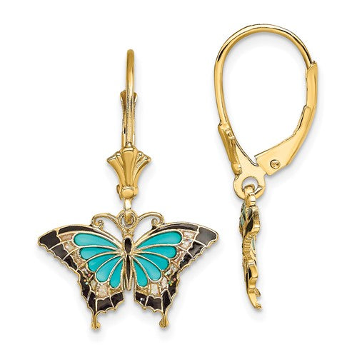 14k-w-aqua-enameled-wings-butterfly-leverback-earrings-SolomonJeweler-Wichita-KS-CustomJewelry