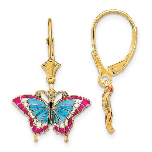 14k-w-blue-and-red-enameled-wings-butterfly-leverback-earrings-SolomonJeweler-Wichita-KS-CustomJewelry